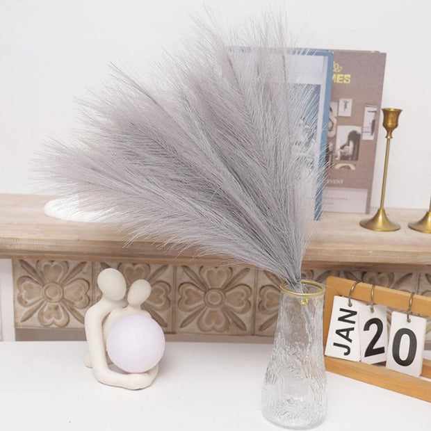 Fleur Artificielle Gris Avec Effet Pampas Élégant