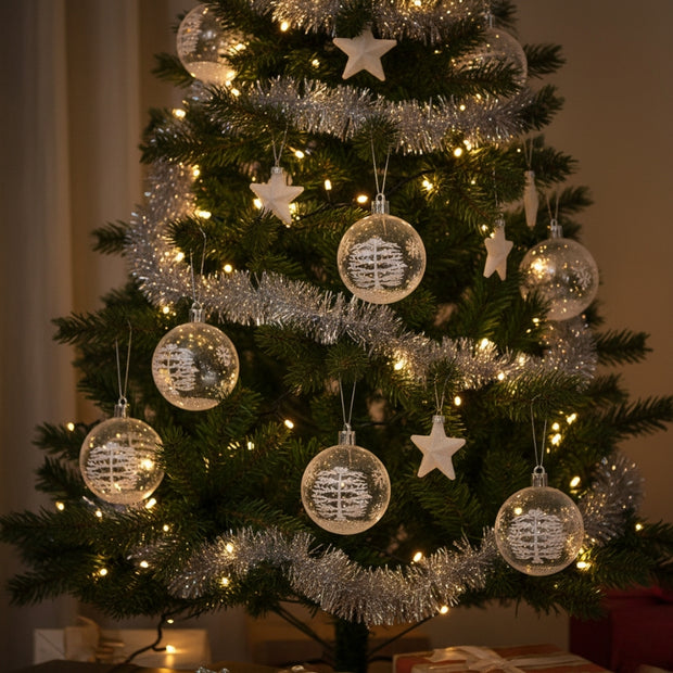 Décorations de Noël Boules Houx Pailletées
