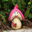 Sculpture Visage Champignon Sourire Avec Papillon Décoratif