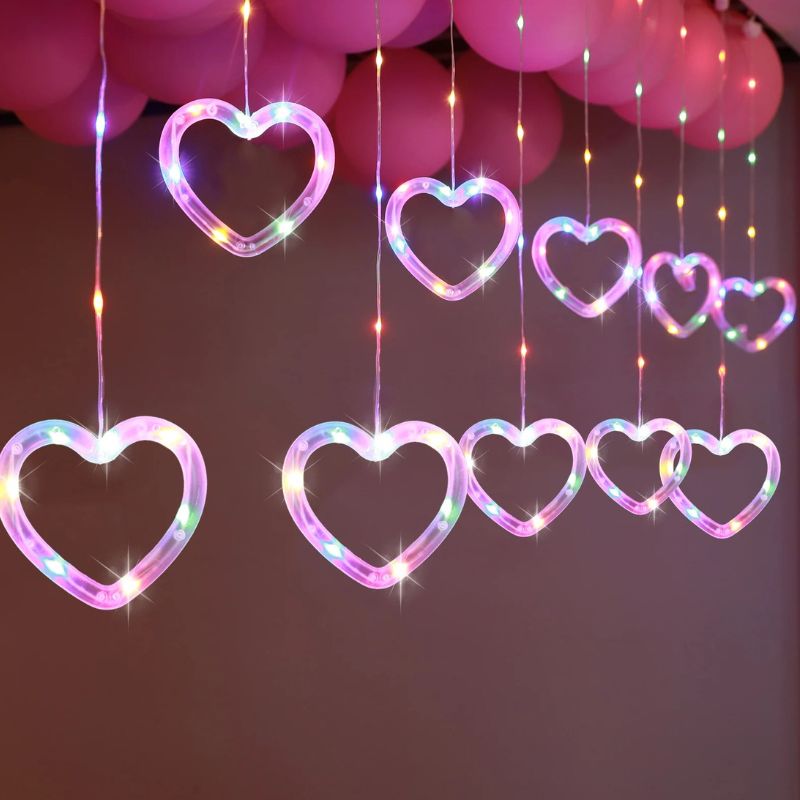 Rideaux Lumineux Cœurs LED avec 8 Modes