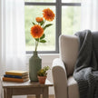 Fleur Artificielle Orange Avec Pompons Ronds