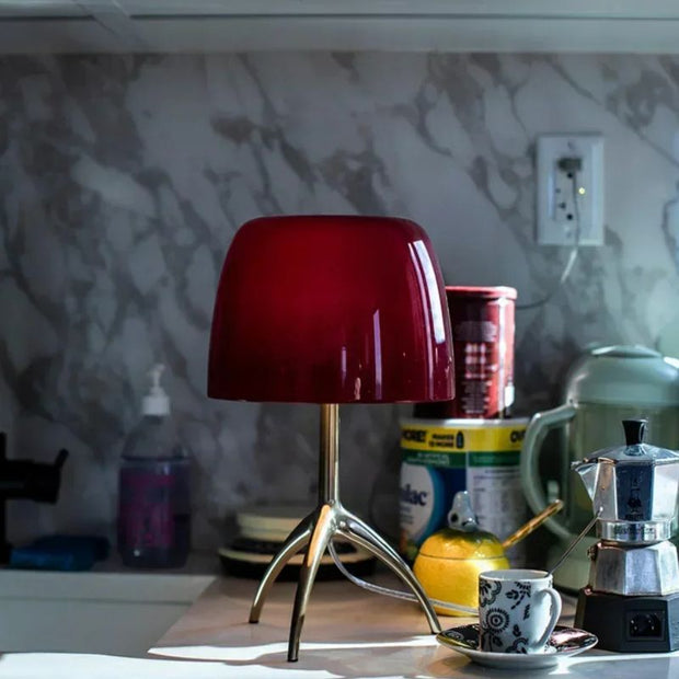 Lampe À Poser Champignon Rouge En Métal Style Contemporain