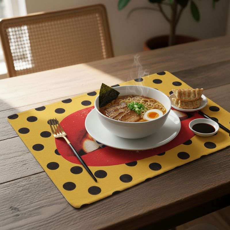 Set De Table En Lin Imprimé Artistique