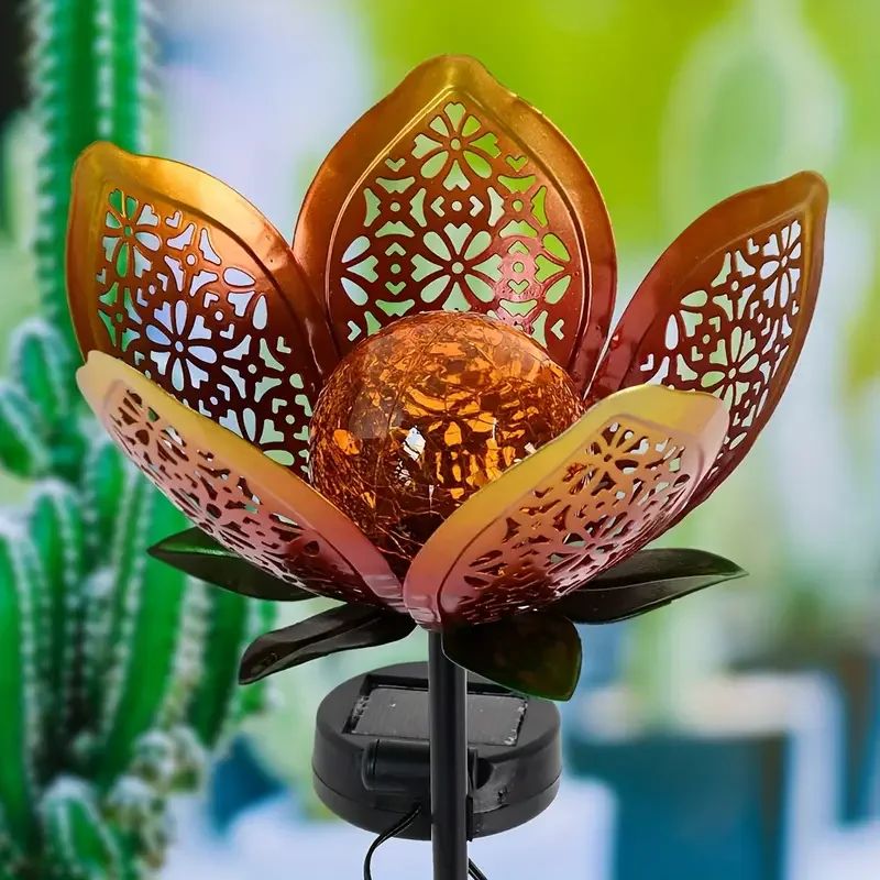 Luminaires Solaires Décoratifs Fleur de Lotus en Fer