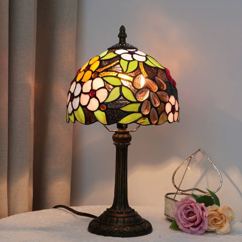 Lampe Champignon Gallé Avec Abat Jour Vitrail