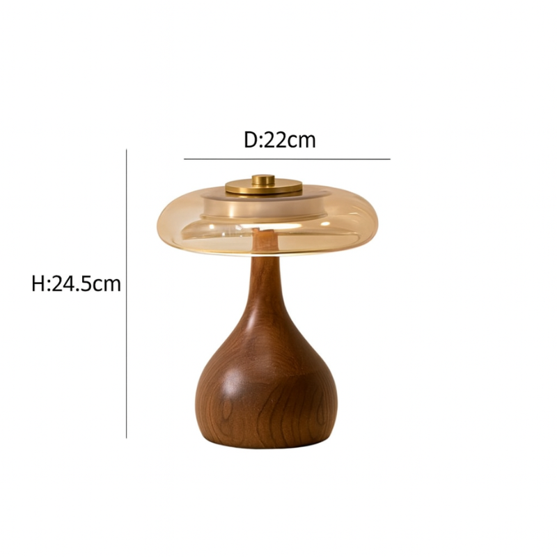 Lampe Champignon Design Naturel Avec Base En Bois Sculpté