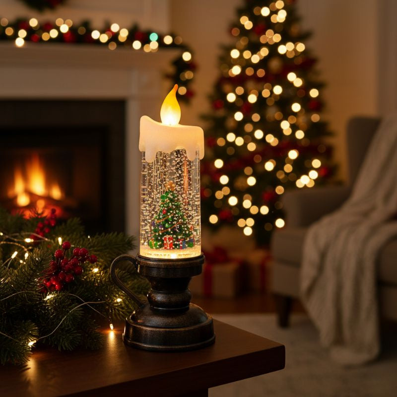 Décoration de Noël Bougie LED Scintillante à Paillettes