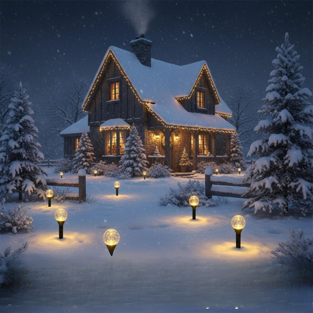 Bornes Lumineuses Solaires à Boules LED Décoratives