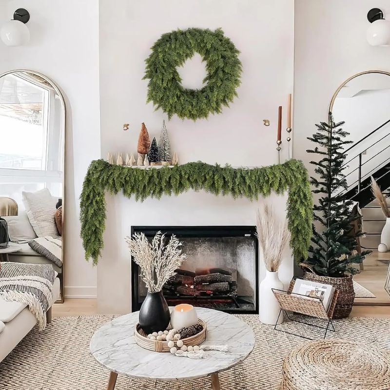 Décorations de Noël Guirlande de Feuillage Vert