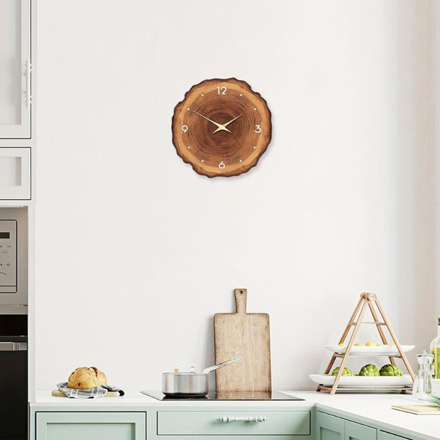 Horloge En Bois Murale Avec Effet Tranche De Bois Naturel