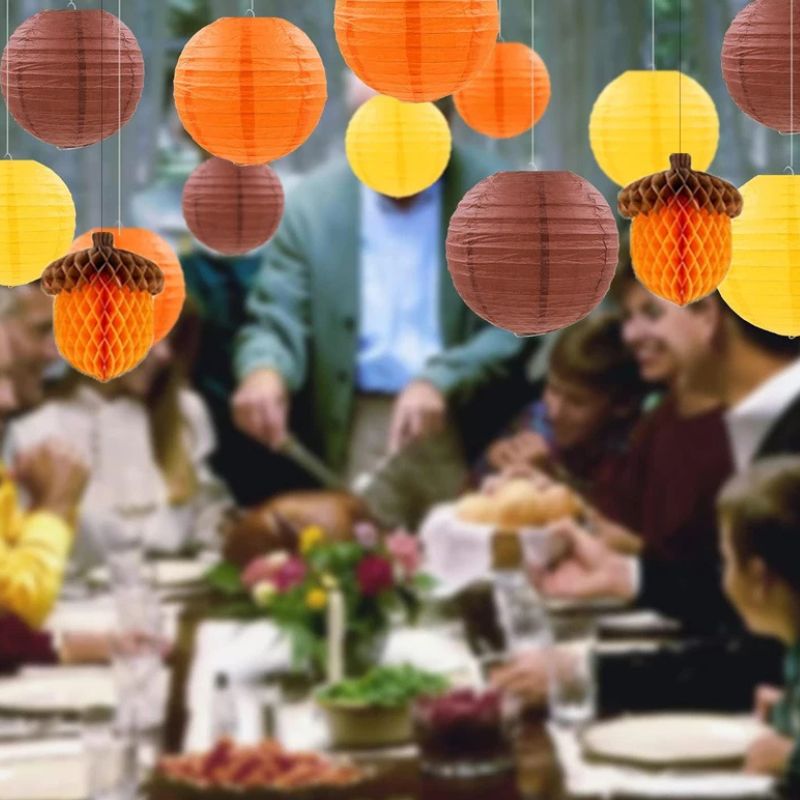 Lanternes Décoratives Suspendues en Papier avec Boules Nid d’Abeille