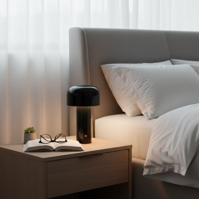 Lampe Champignon Noire Élégante