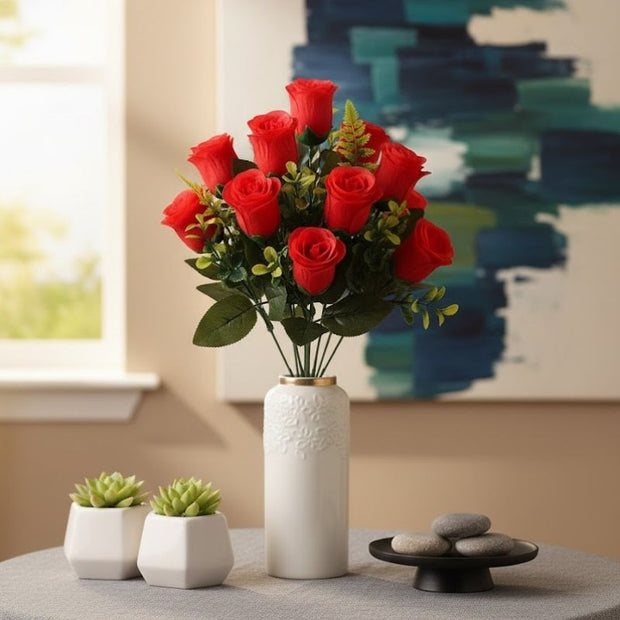 Fleur Artificielle Rouge En Décoration Avec Roses Réalistes