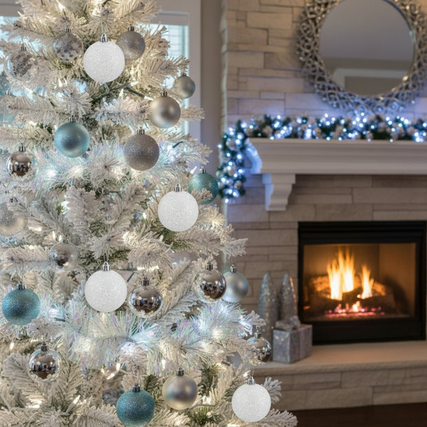 Décorations de Noël Boules Blanches Scintillantes