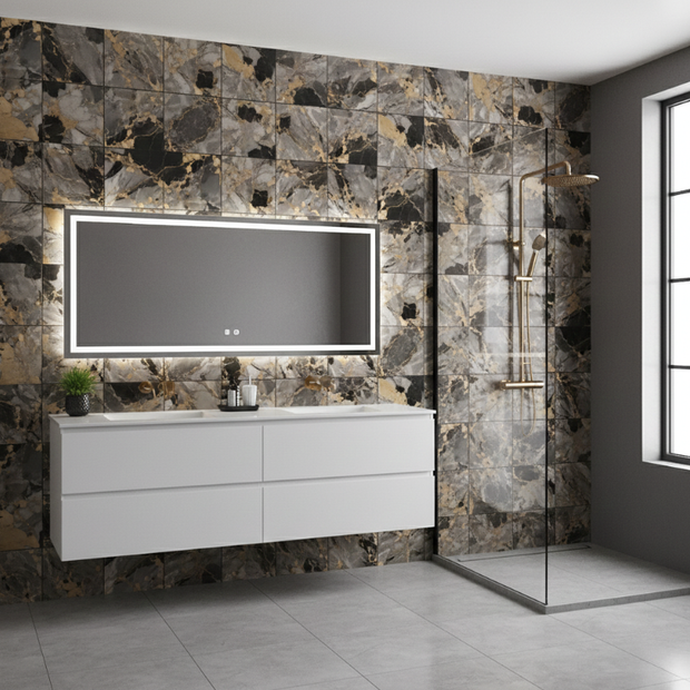 Panneau Mural Salle De Bain Design Raffiné Avec Texture Marbre