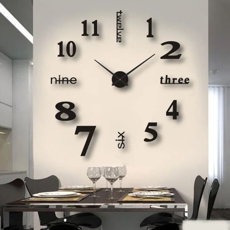 Grande Horloge Murale Autocollante 3D