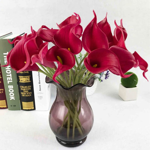 Fleur Artificielle Rouge En Bouquet De Callas