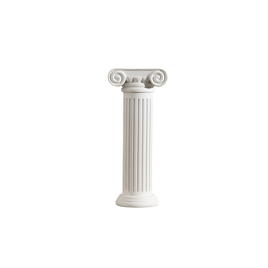 Vase Grec en Colonne Romaine Blanche pour Fleurs