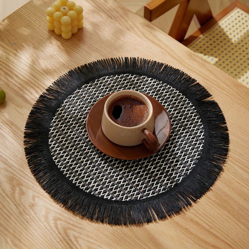 Set De Table En Papier Bohème Rond Avec Franges Naturelles