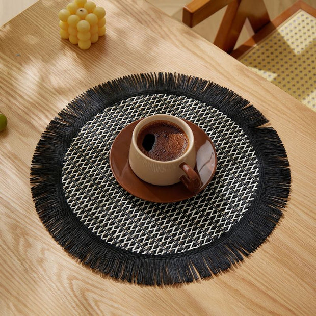 Set De Table En Papier Bohème Rond Avec Franges Naturelles