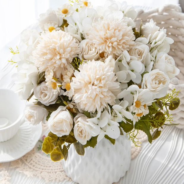 Fleur Artificielle Blanc Bouquet Champêtre Chic