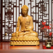 Sculpture En Bois Statue Bouddha Assis
