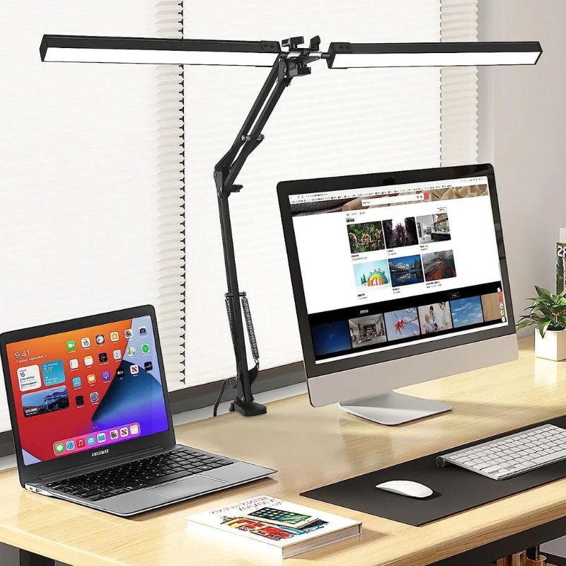 Lampe De Bureau LED Double Éclairage À Pince