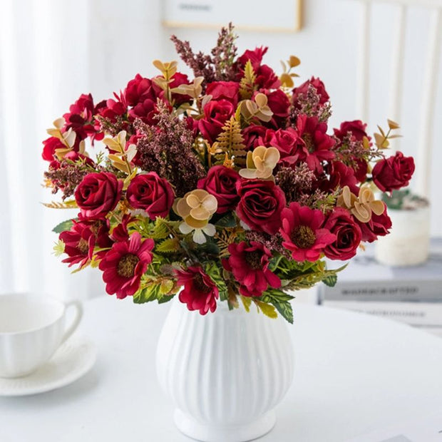 Fleur Artificielle Multicolore Avec Roses Délicates