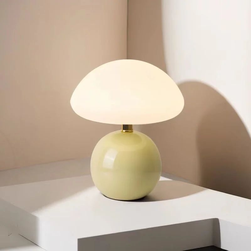 Lampe Champignon En Verre Opalin Design Moderne
