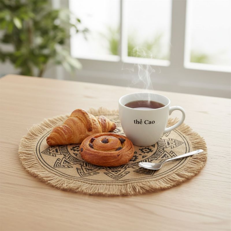 Set De Table En Lin Et Jute Tissé À La Main Pour Décoration Rustique