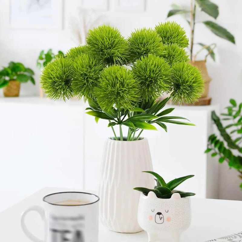 Fleur Artificielle Vert En Tiges Avec Texture Herbacée