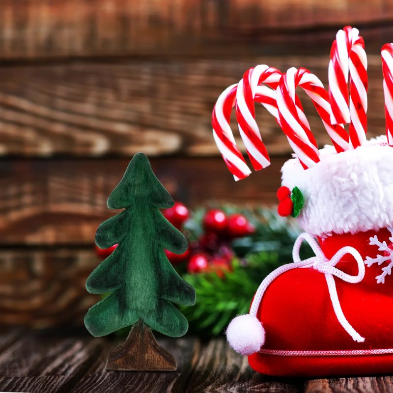 Sapin En Bois Vert Avec Base Naturelle Pour Décoration