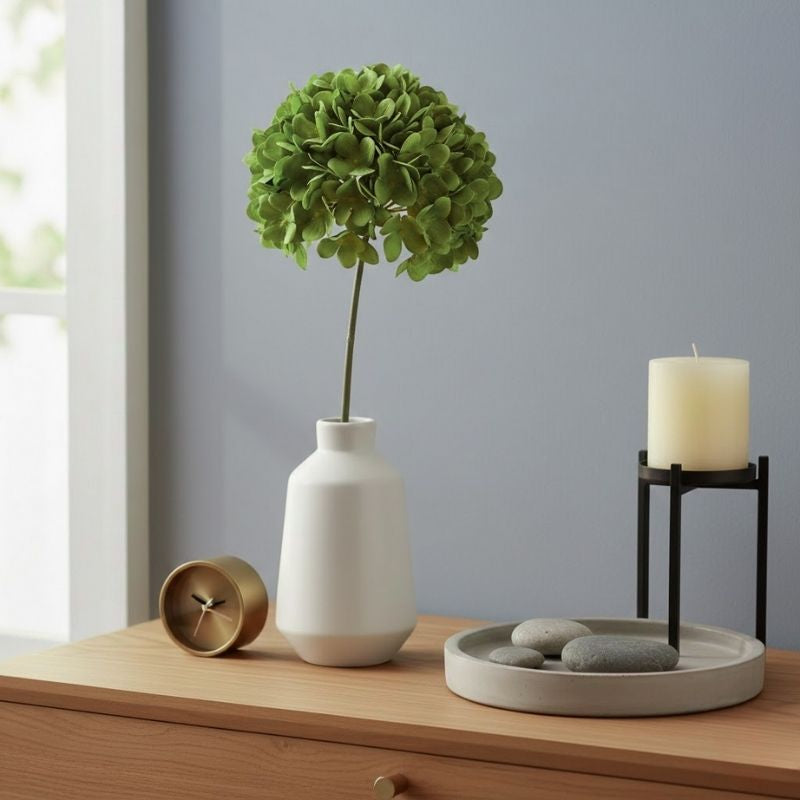 Fleur Artificielle Vert en Bouquet Hortensia Élégant