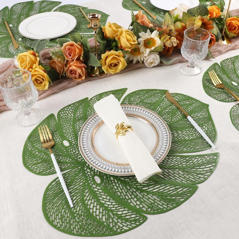 Set De Table Vinyle Feuille Tropicale Chic 4 Pièces