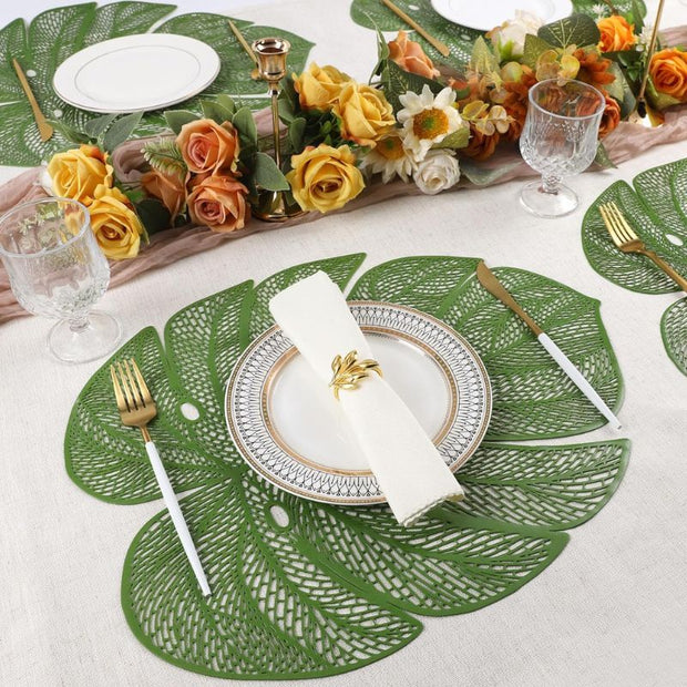 Set De Table Vinyle Feuille Tropicale Chic 4 Pièces