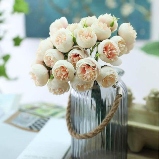 Fleur Artificielle Beige Avec Pivoines Réalistes