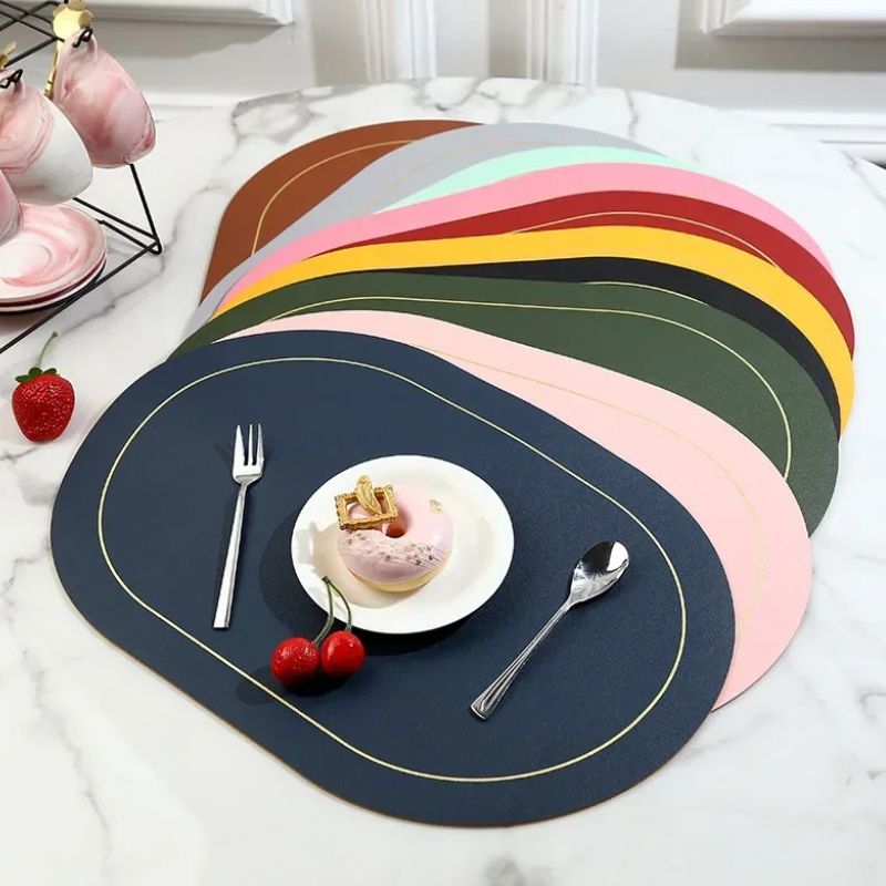 Set De Table Ovale En Cuir Style Nordique Résistant