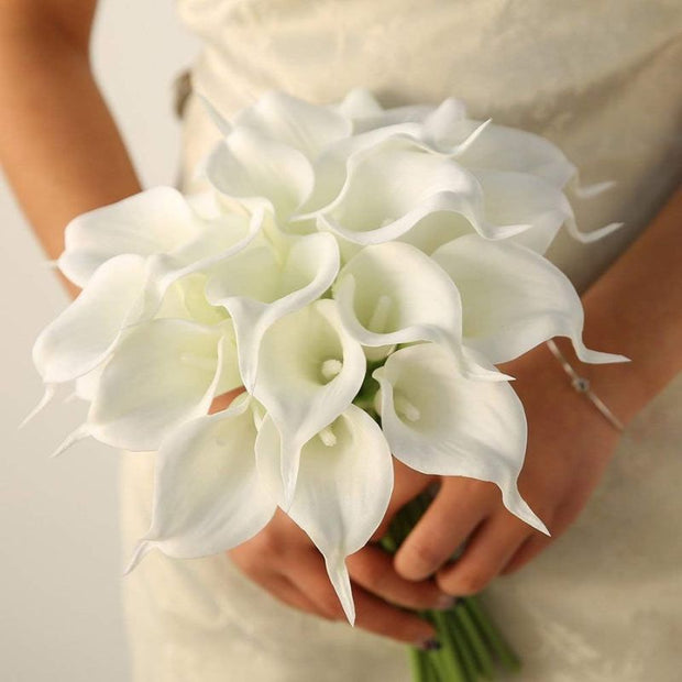 Fleur Artificielle Blanc Lys Calla En Bouquet Chic