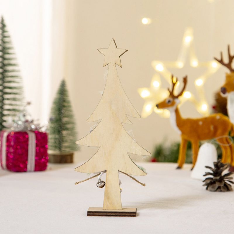 Sapin de Noël en Bois avec Étoile Dorée et Ruban