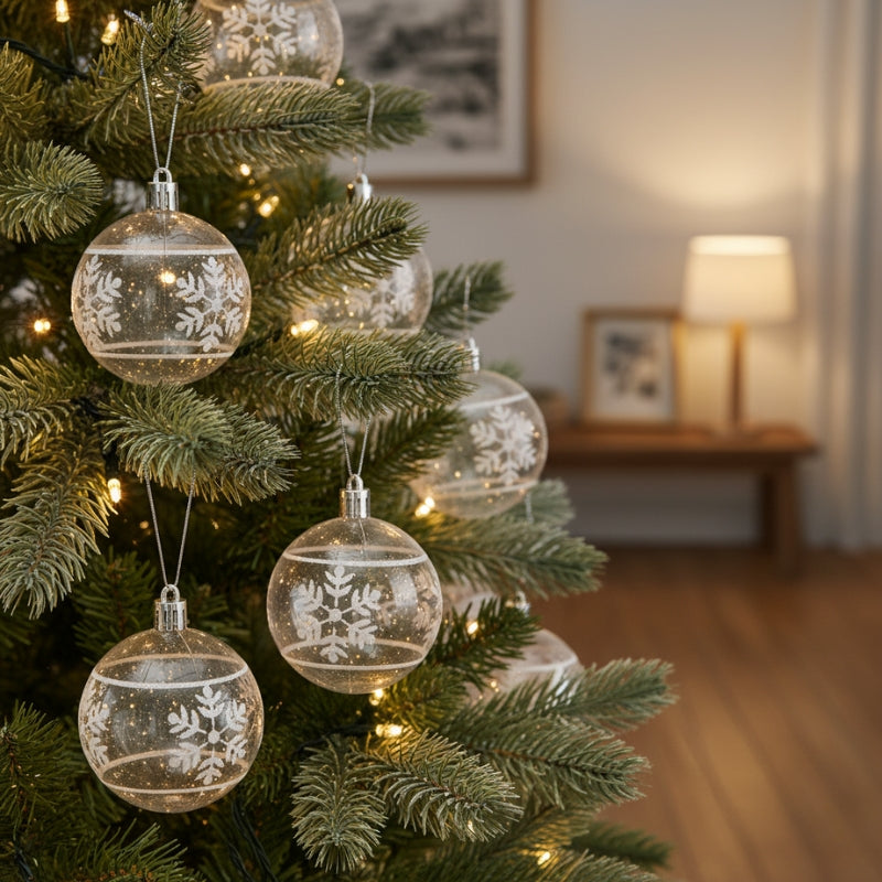 Décorations de Noël Boules Flocon Pailletées