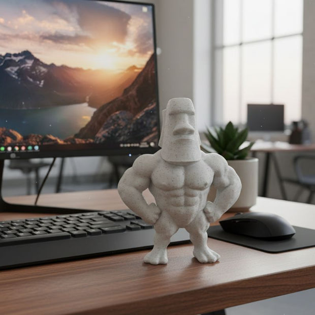 Sculpture Moai Humoristique Avec Silhouette Puissante