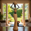 Sculpture Femme Africaine En Style Tribal Avec Panier Tressé
