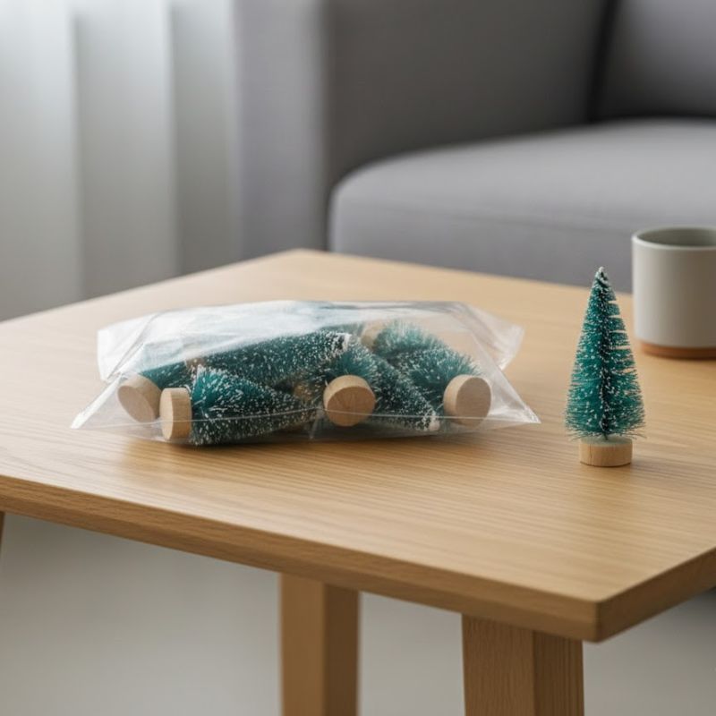 Sapin En Bois Mini Avec Neige Artificielle Lot de 12 Pièces