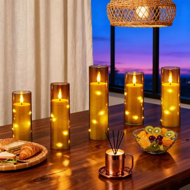 Bougie Led Grise À Flamme Vacillante Et Télécommande Lot de 5 pièces