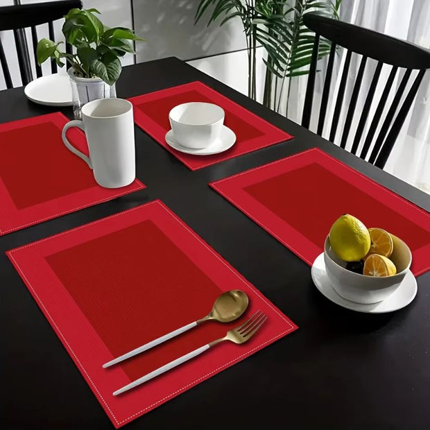 Set De Table Lavable Rouge Élégant Et Résistant À La Chaleur 2 Pièces
