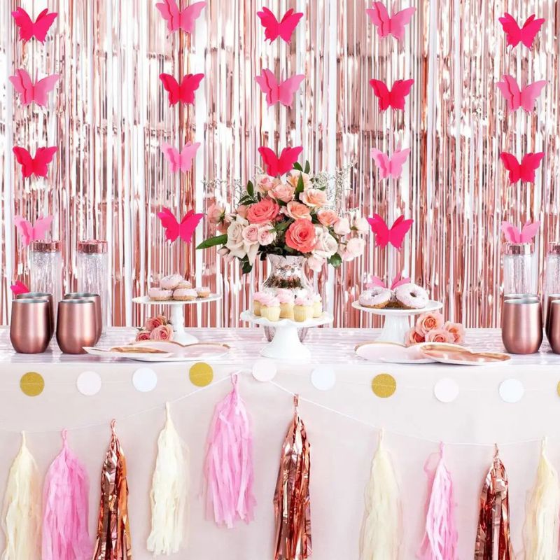 Guirlandes pour Anniversaire Papillon Rose 3D Lot de 4