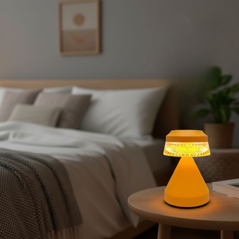 Lampe Champignon Année 70 Noire Avec Effet Cristal Lumineux