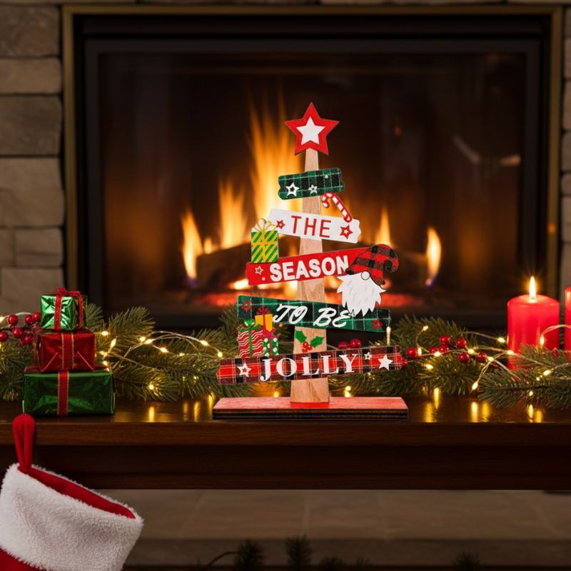 Sapin En Bois Créatif Avec Inscription De Noël