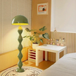 Lampadaire Champignon Vert Avec Pied Sculpté Et Abat Jour Rond