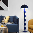 Lampadaire Champignon Bleue Avec Pied Sculpté Et Abat Jour Rond